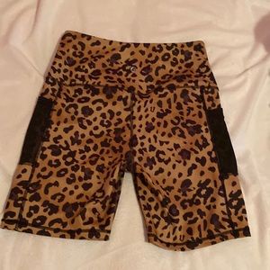 Legend leopard print workout shorts